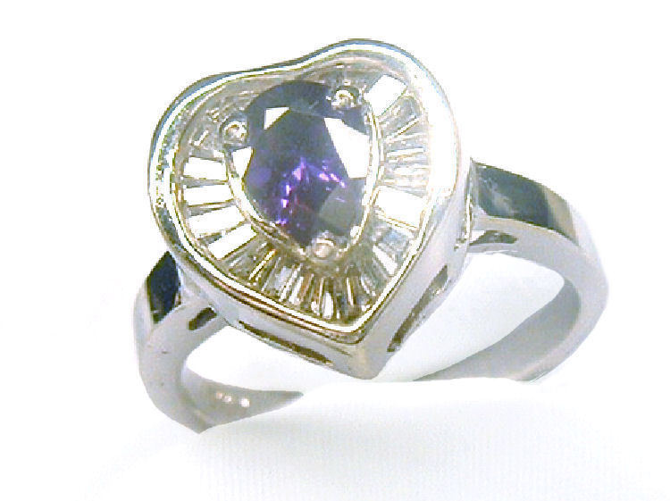 1.50ct Amethyst & Diamond Ring in 14K White Gold