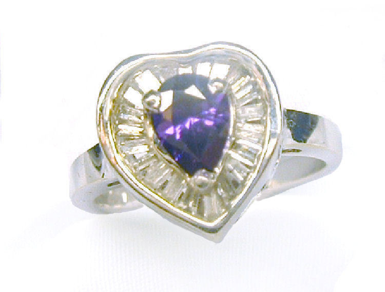 1.50ct Amethyst & Diamond Ring in 14K White Gold