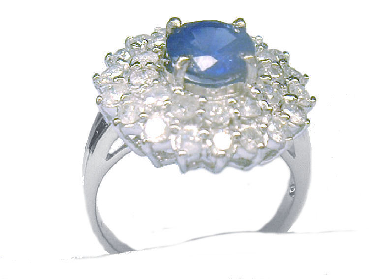 3.18ct Ceylon Sapphire & Diamond Ring in 14K White Gold