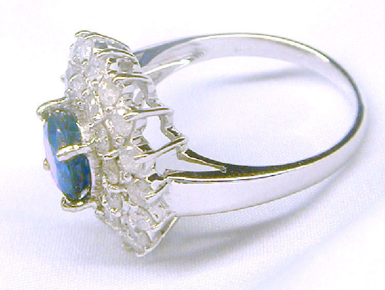 3.18ct Ceylon Sapphire & Diamond Ring in 14K White Gold