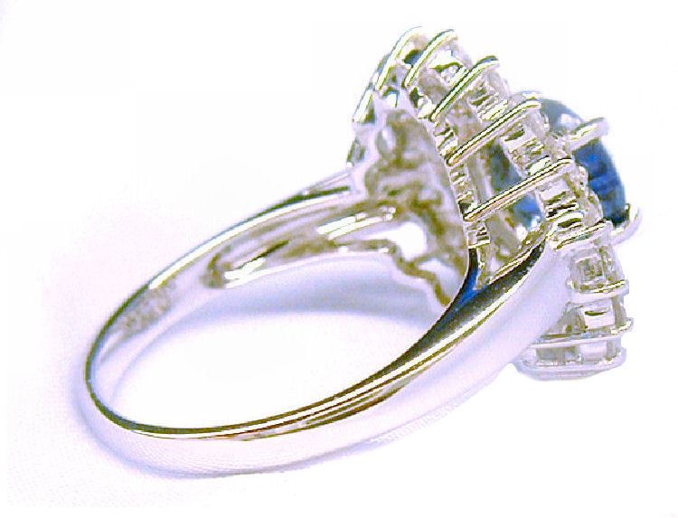3.18ct Ceylon Sapphire & Diamond Ring in 14K White Gold