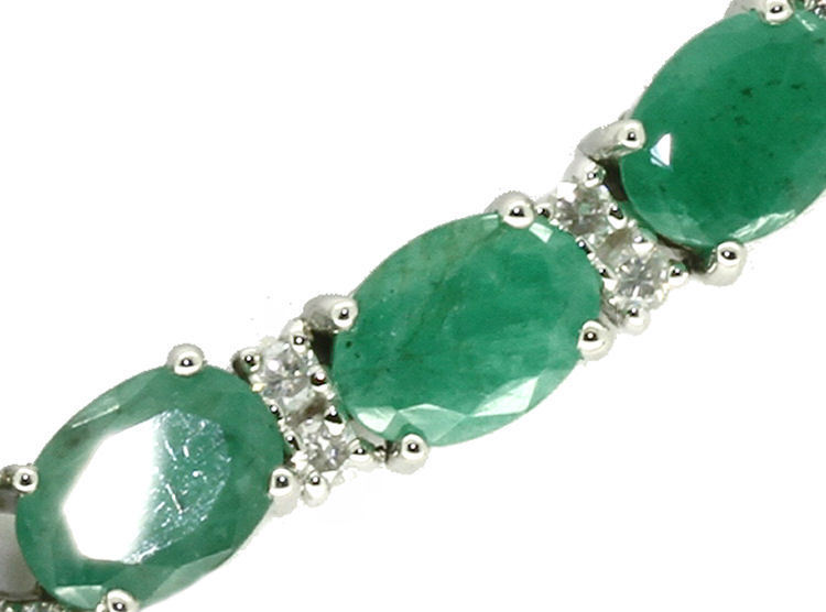37.00ct Emerald & Diamond Necklace in 14K White Gold