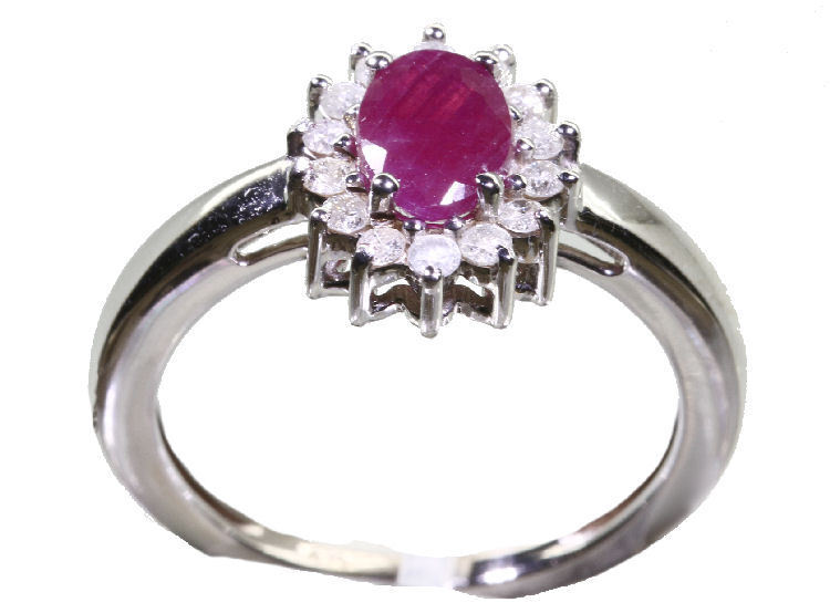 1.14ct Ruby & Diamond Ring in 14K White Gold