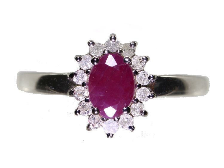 1.14ct Ruby & Diamond Ring in 14K White Gold