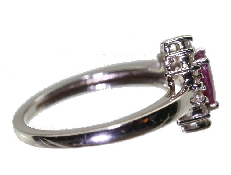 1.14ct Ruby & Diamond Ring in 14K White Gold