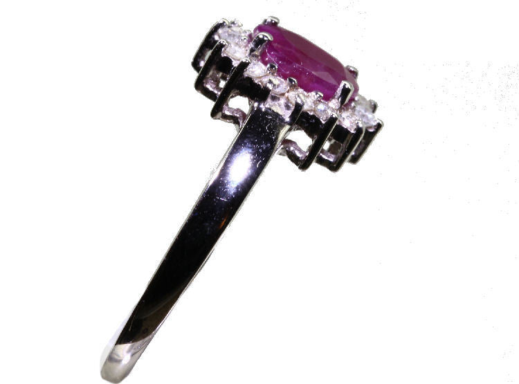 1.14ct Ruby & Diamond Ring in 14K White Gold
