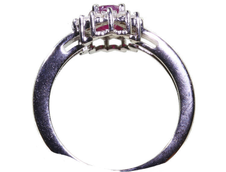 1.14ct Ruby & Diamond Ring in 14K White Gold