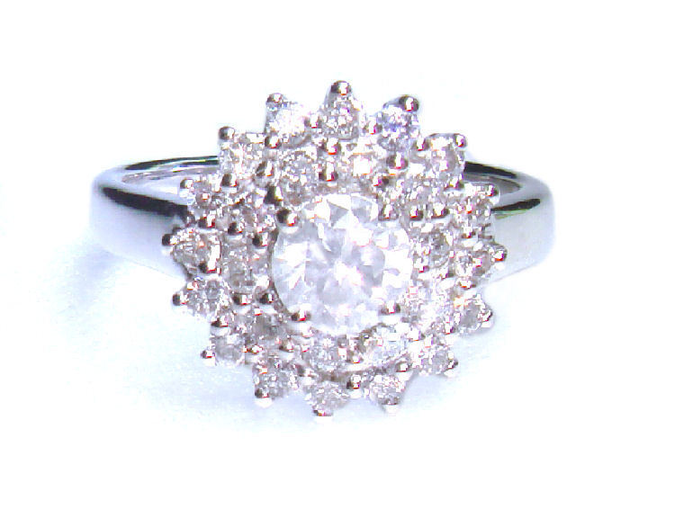 1.29ct Diamond Cluster Ring in 14K White Gold