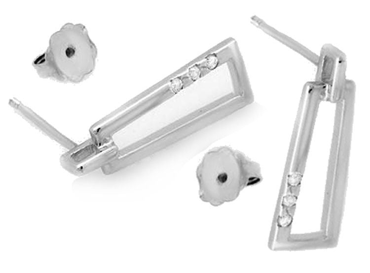 0.06ct Diamonds Earrings In 925 Sterling silver