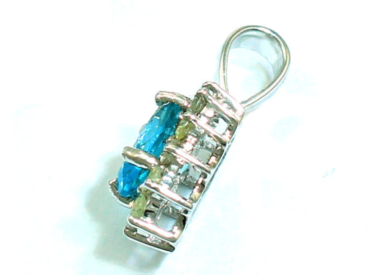 1.14ct Blue Topaz & Diamond Necklace in 18K & 14K White Gold