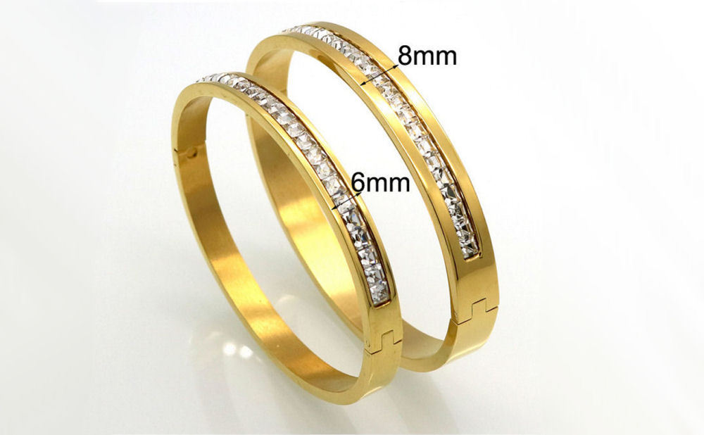 White CZ Gold Plated Stainless Steel Bracelet
