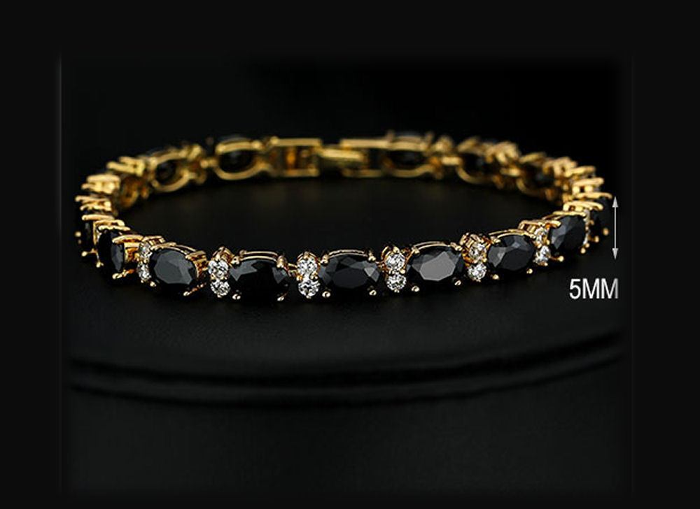 Exquisite Blue CZ And 18k Yellow Gold Plated Bracelet