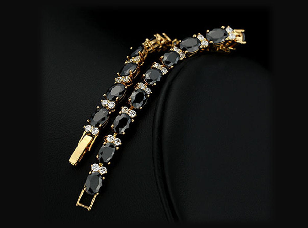 Exquisite Blue CZ And 18k Yellow Gold Plated Bracelet