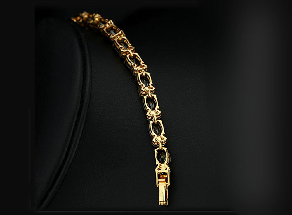 Exquisite Blue CZ And 18k Yellow Gold Plated Bracelet