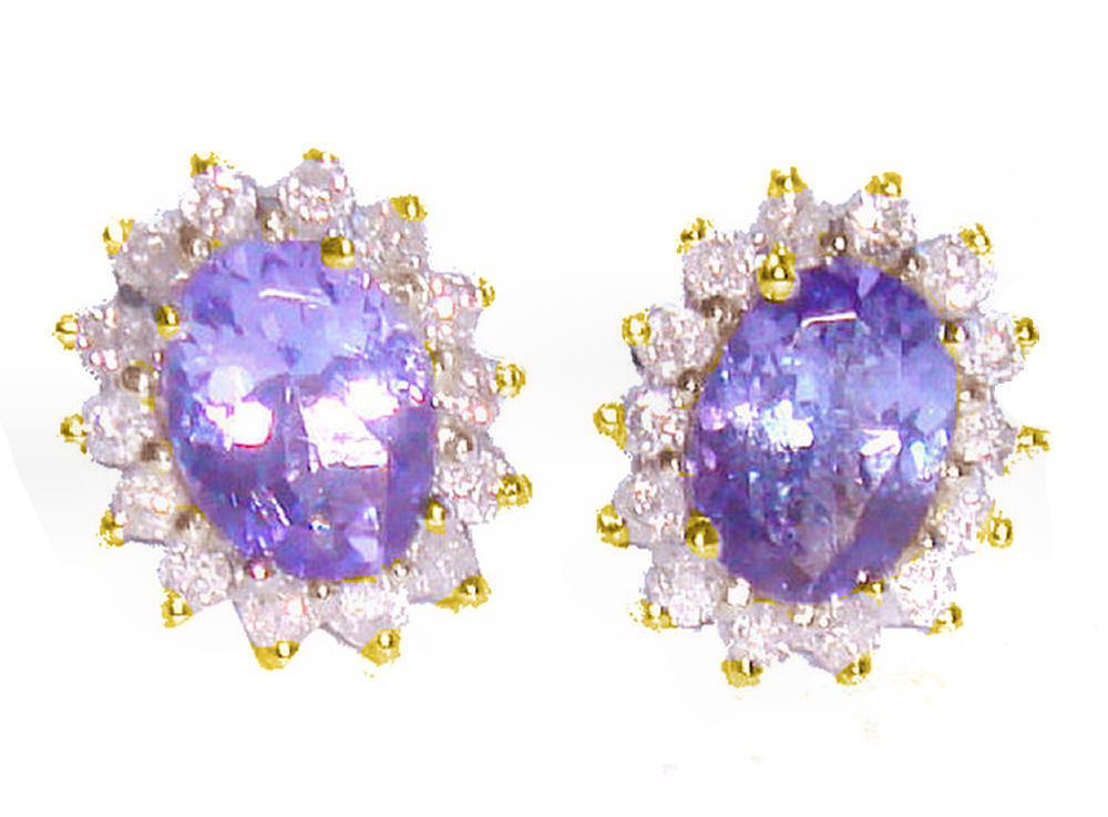 2.50ct Tanzanite & Diamond Earrings in 14K Yellow Gold