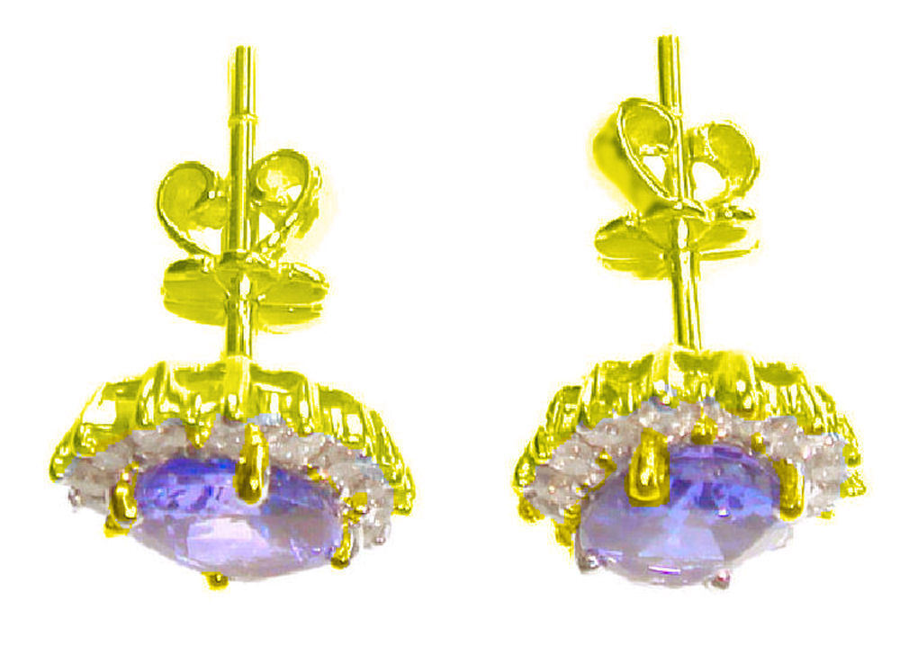 2.50ct Tanzanite & Diamond Earrings in 14K Yellow Gold
