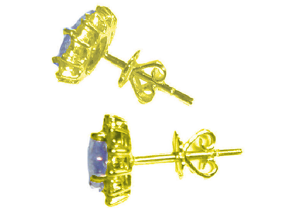 2.50ct Tanzanite & Diamond Earrings in 14K Yellow Gold