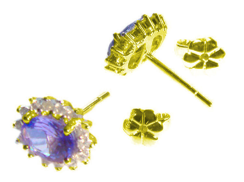 2.50ct Tanzanite & Diamond Earrings in 14K Yellow Gold