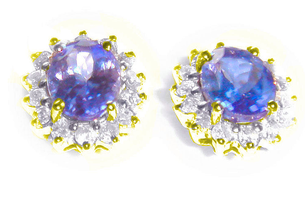2.50ct Tanzanite & Diamond Earrings in 14K Yellow Gold