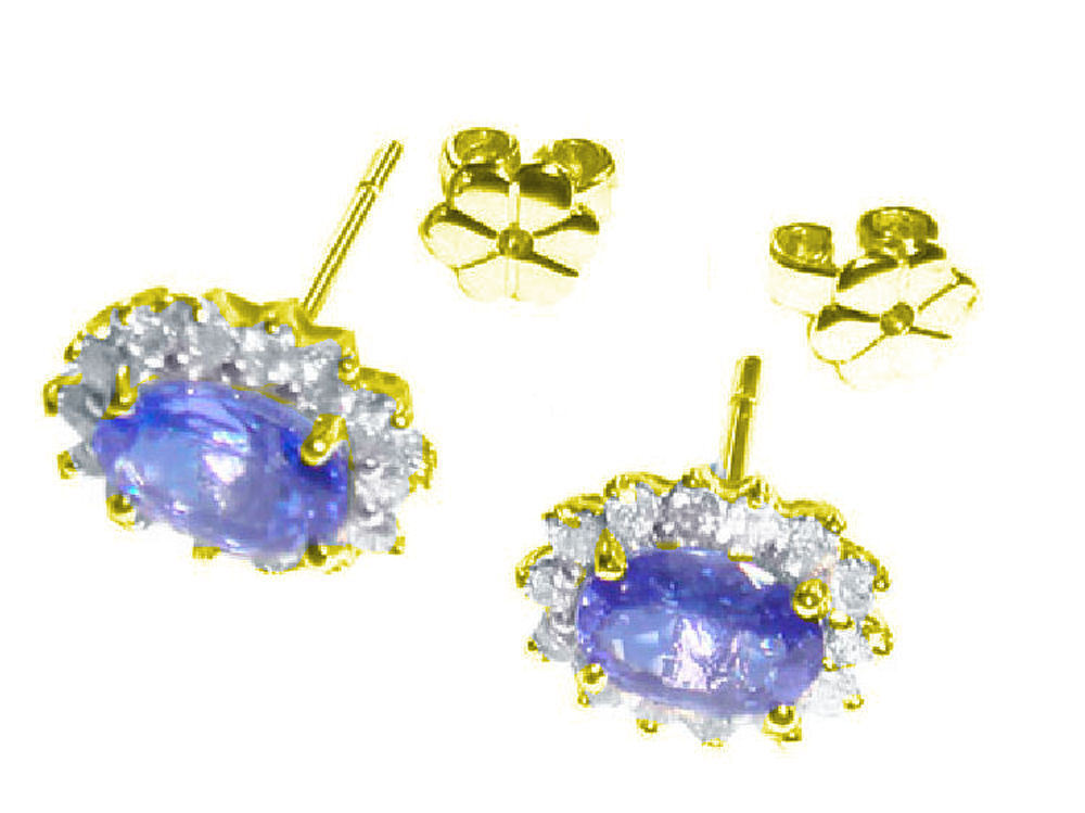 2.50ct Tanzanite & Diamond Earrings in 14K Yellow Gold