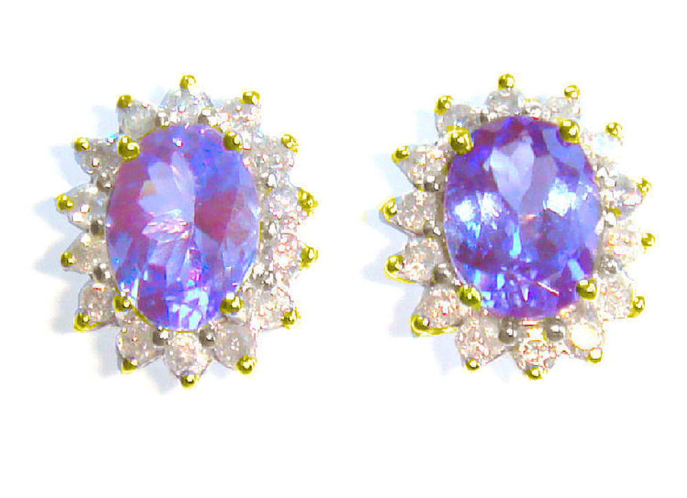 2.50ct Tanzanite & Diamond Earrings in 14K Yellow Gold