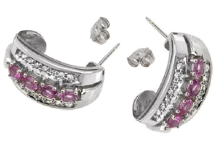 1.08ct Sapphire & Diamond Earrings in 14K White Gold