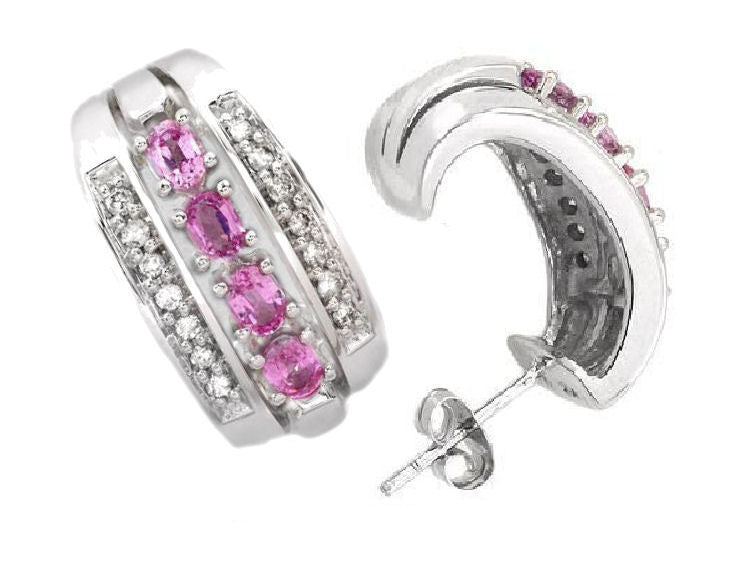 1.08ct Sapphire & Diamond Earrings in 14K White Gold