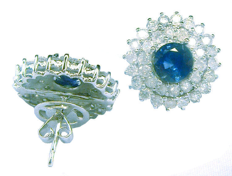 5.58ct Ceylon Sapphire & Diamond Earrings in 12K White