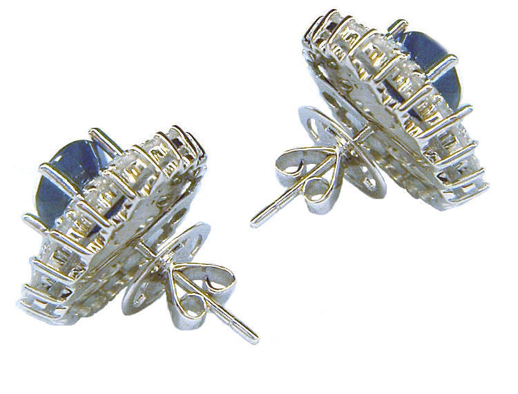 5.58ct Ceylon Sapphire & Diamond Earrings in 12K White