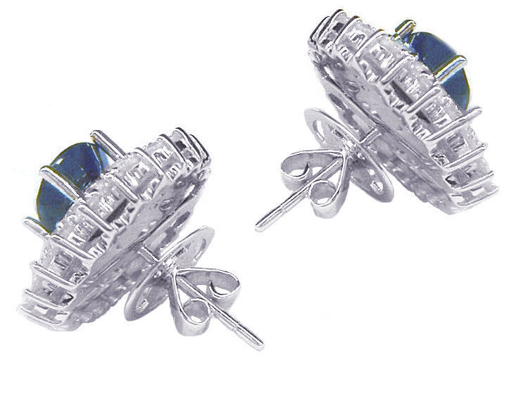 5.60ct Ceylon Sapphire & Diamond Earrings in 12K White Gold