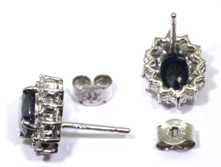 Sparkling 2.5ct Diamond &Sapphire Earrings in 14K Gold