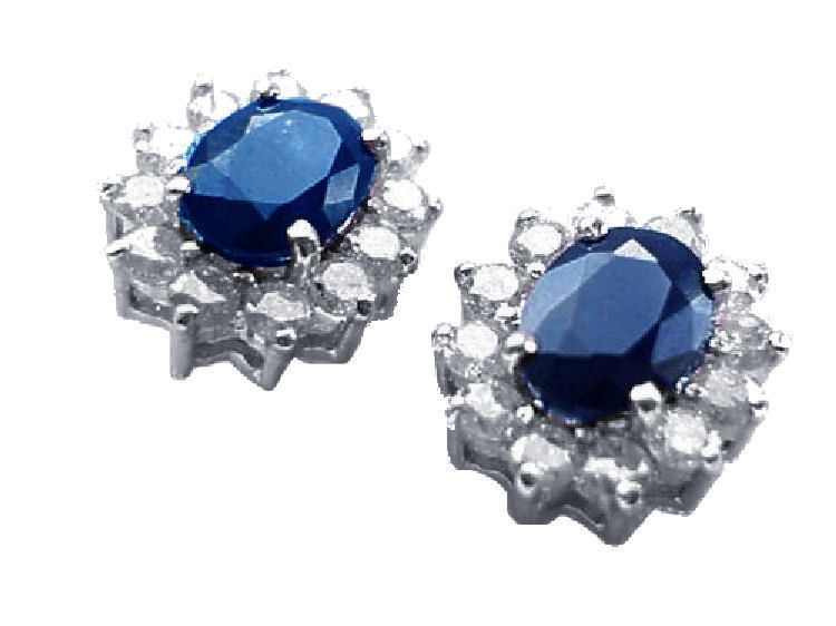 Sparkling 2.5ct Diamond &Sapphire Earrings in 14K Gold