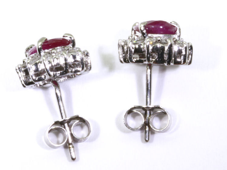 2.50ct Ruby & Diamond Earrings in 14K White Gold