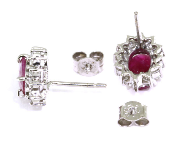 2.50ct Ruby & Diamond Earrings in 14K White Gold