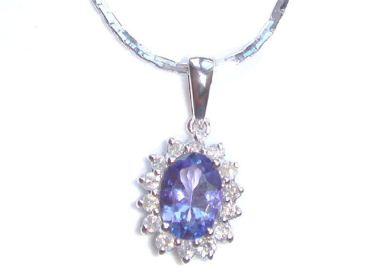 1.14ct Tanzanite & Diamond Necklace in White Gold