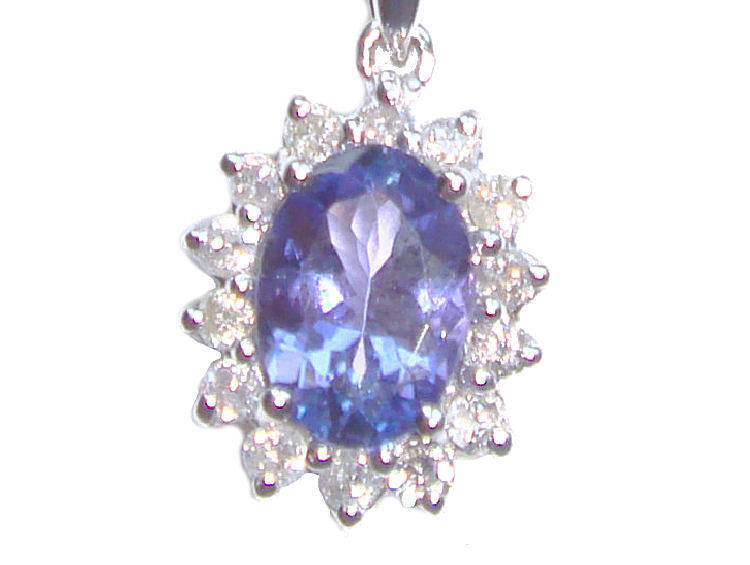 1.14ct Tanzanite & Diamond Necklace in White Gold