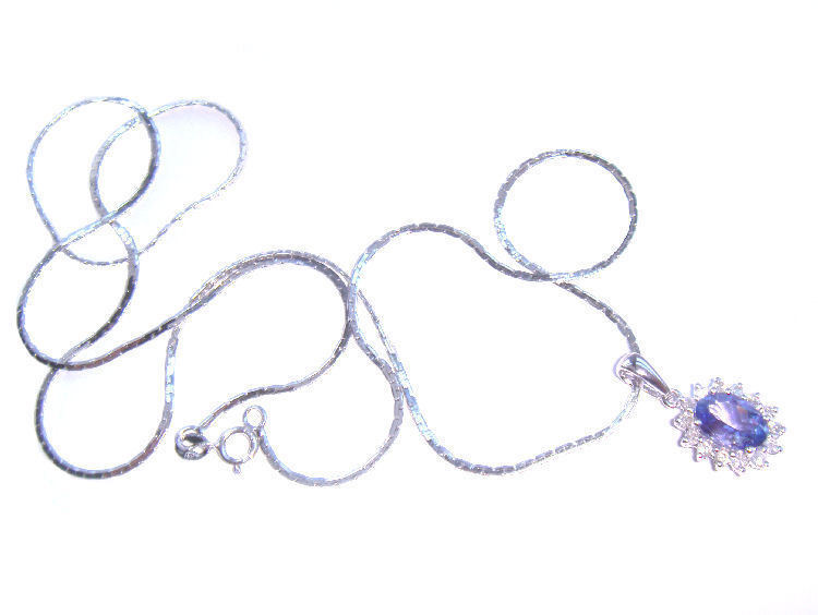 1.14ct Tanzanite & Diamond Necklace in White Gold