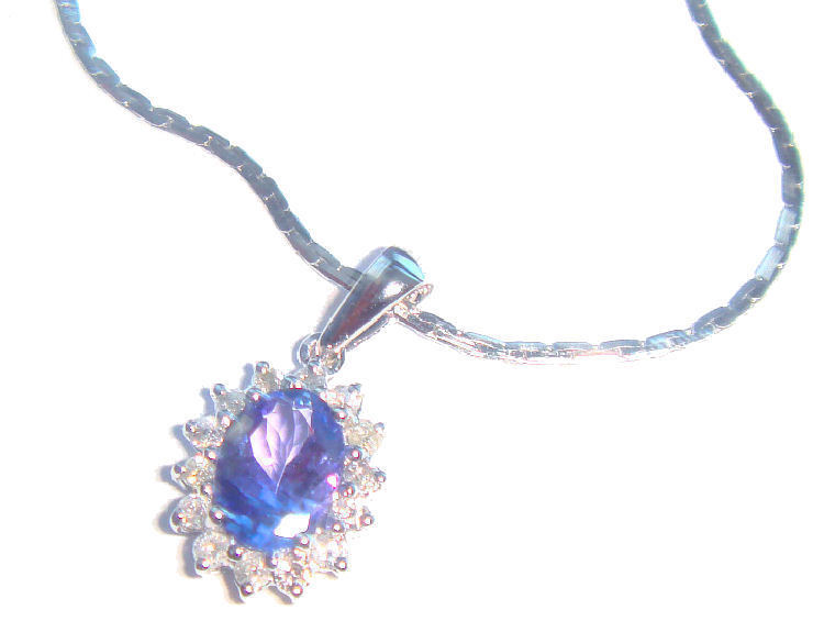 1.14ct Tanzanite & Diamond Necklace in White Gold
