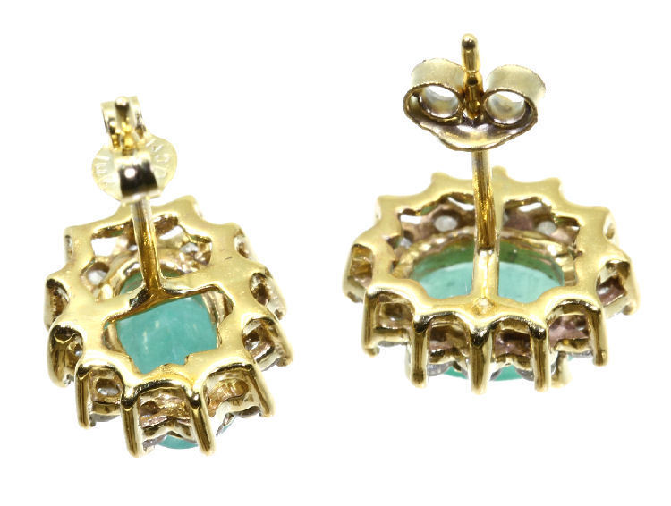 2.50ct Emerald & Diamond Earrings in 14K Yellow Gold