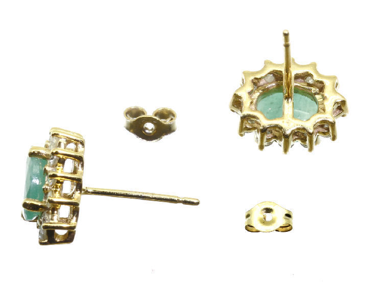 2.50ct Emerald & Diamond Earrings in 14K Yellow Gold