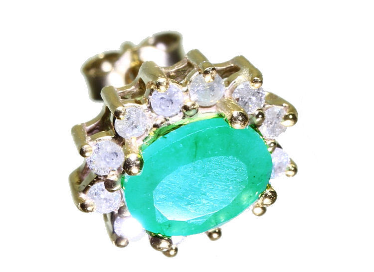 2.50ct Emerald & Diamond Earrings in 14K Yellow Gold