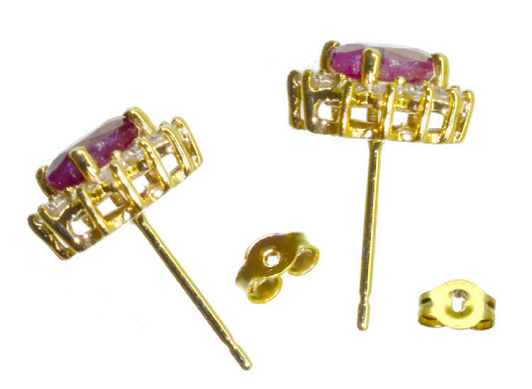 2.50ct Ruby & Diamond Earrings in 14K Yellow Gold