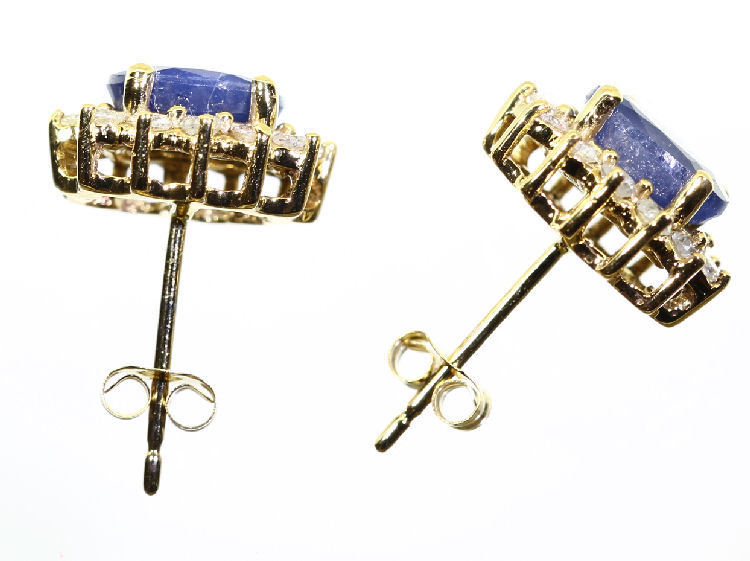 2.50ct Sapphire & Diamond Earrings in 14K Yellow Gold
