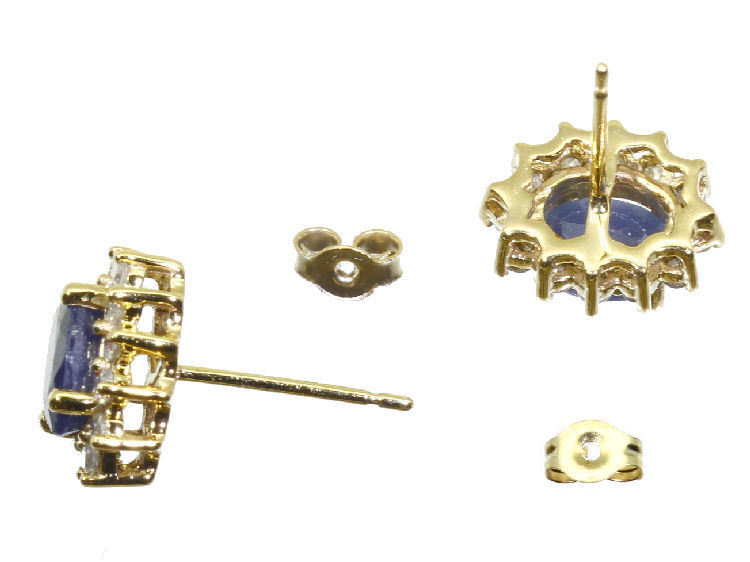 2.50ct Sapphire & Diamond Earrings in 14K Yellow Gold