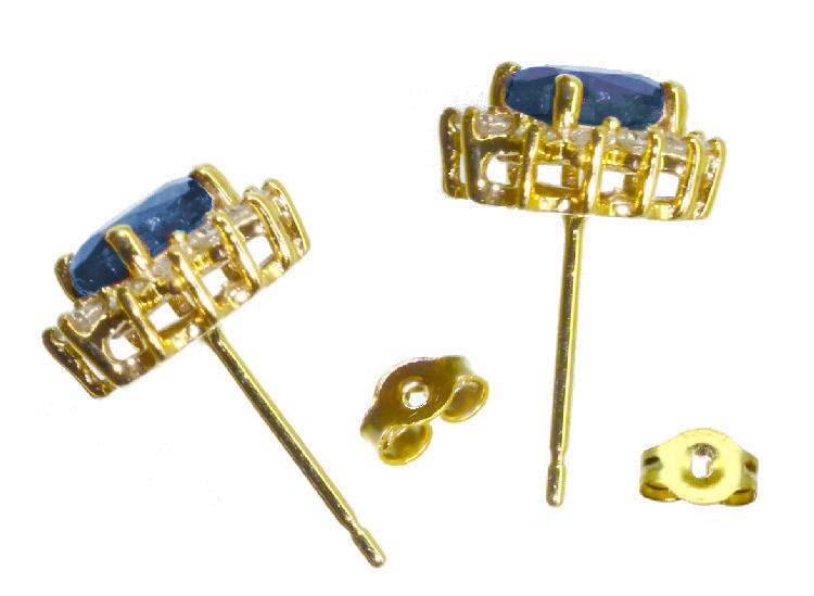 2.50ct Sapphire & Diamond Earrings in 14K Yellow Gold