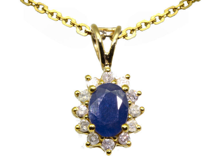 1.14ct Sapphire & Diamond Necklace in 18K & 14K Yellow Gold