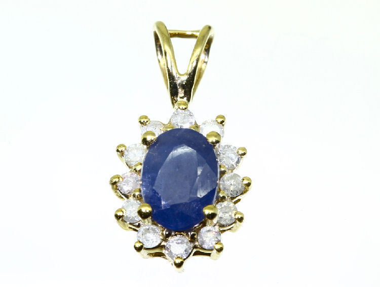 1.14ct Sapphire & Diamond Necklace in 18K & 14K Yellow Gold