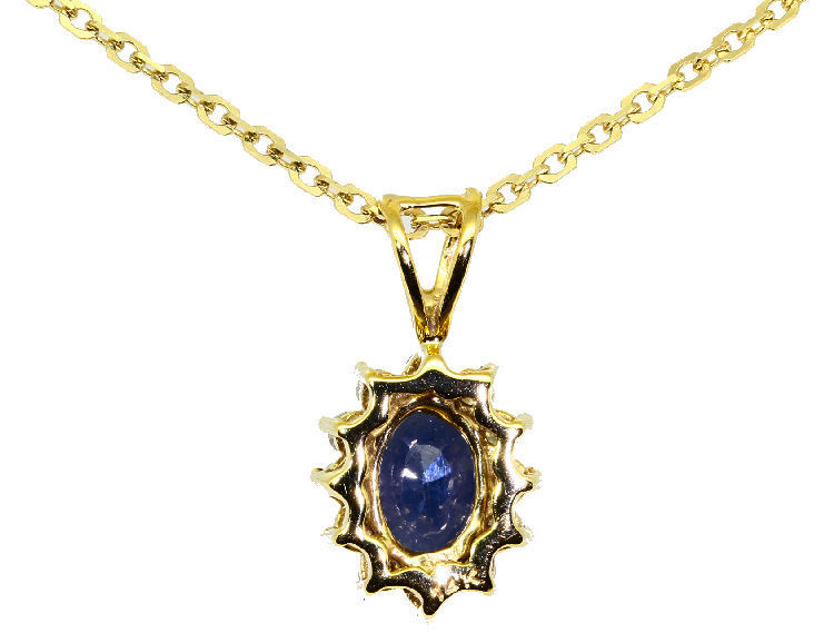 1.14ct Sapphire & Diamond Necklace in 18K & 14K Yellow Gold