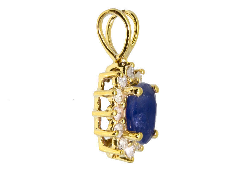 1.14ct Sapphire & Diamond Necklace in 18K & 14K Yellow Gold