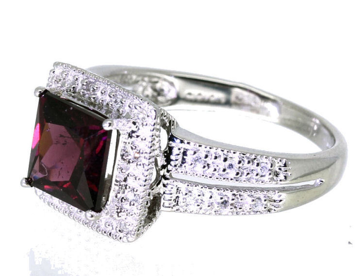 1.65ct Rhodolite Garnet &Diamond Ring in 10K White Gold